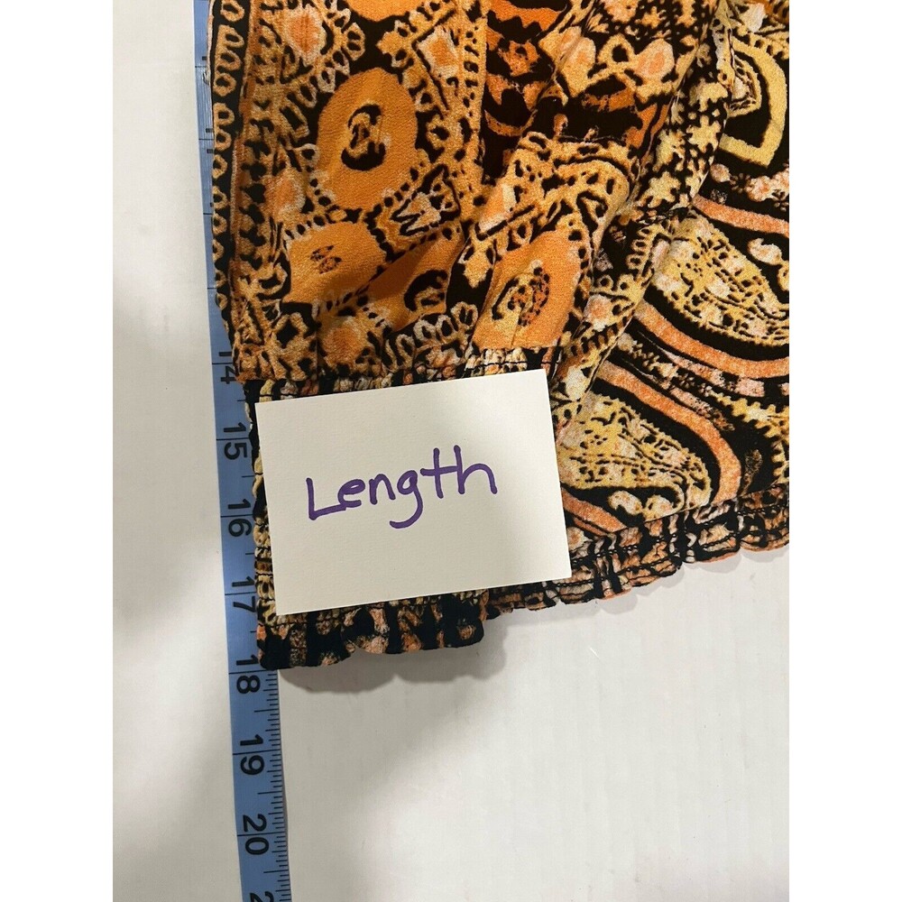 Free People Golden Yellow Orange Boho Paisley V-neck Crop Top Blouse X-Small - Picture 12 of 13